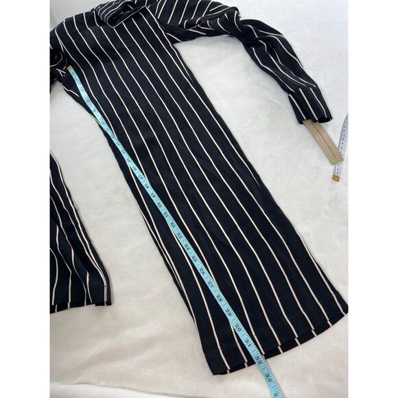 Reformation Black Long Sleeve Pinstripe V Neck Jumpsuit Women's Vacation Concert - Picture 8 of 8